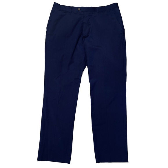 Indochino Pants Mens 38 x 31.5 Wool Blend Flat Front Trousers Dark Blue SEE DESC - Picture 1 of 15